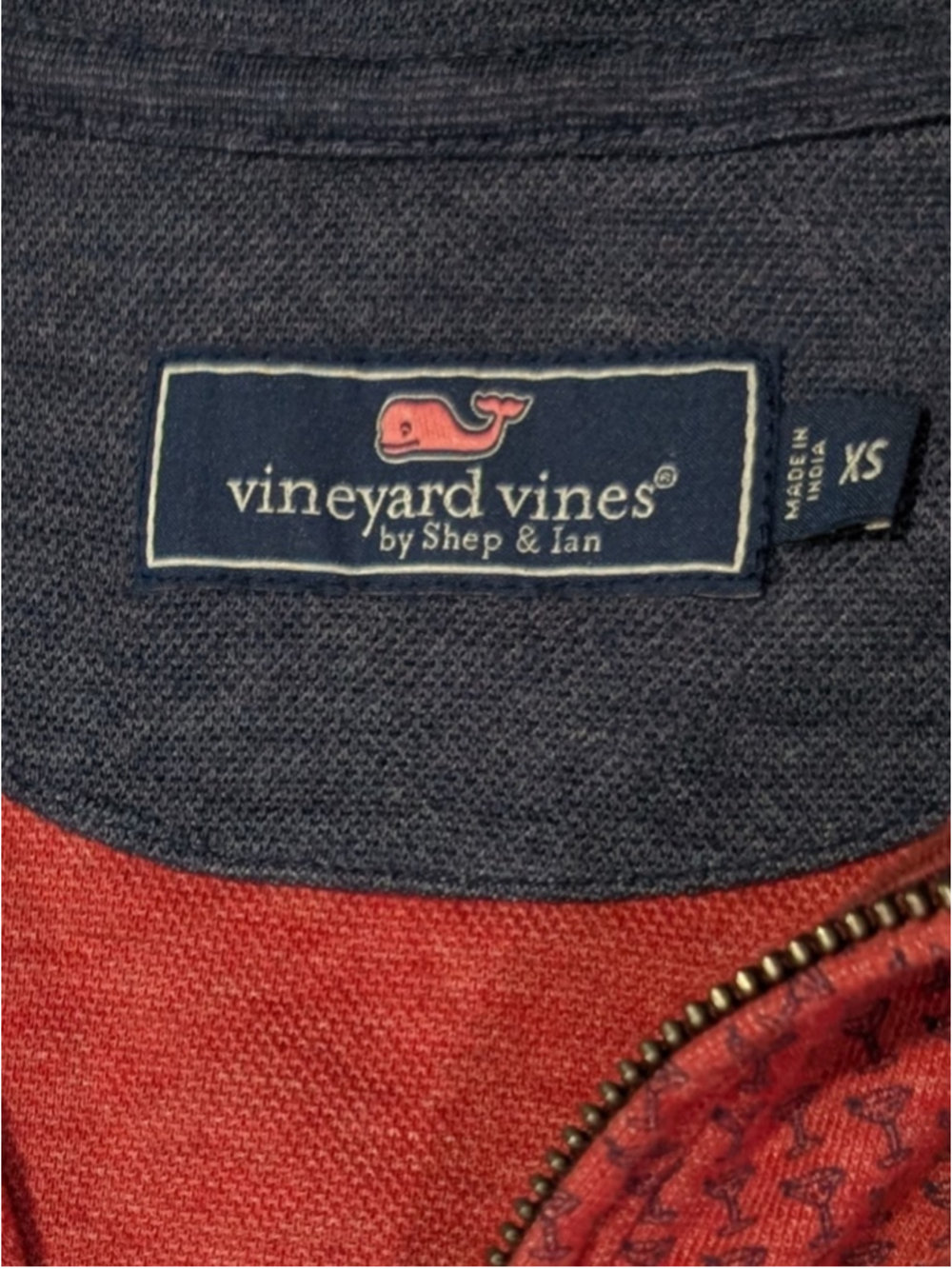 Vineyard Vines Saltwater Quarter Zip Mens XS Red Martini Glass Print Pullover - Picture 5 of 11